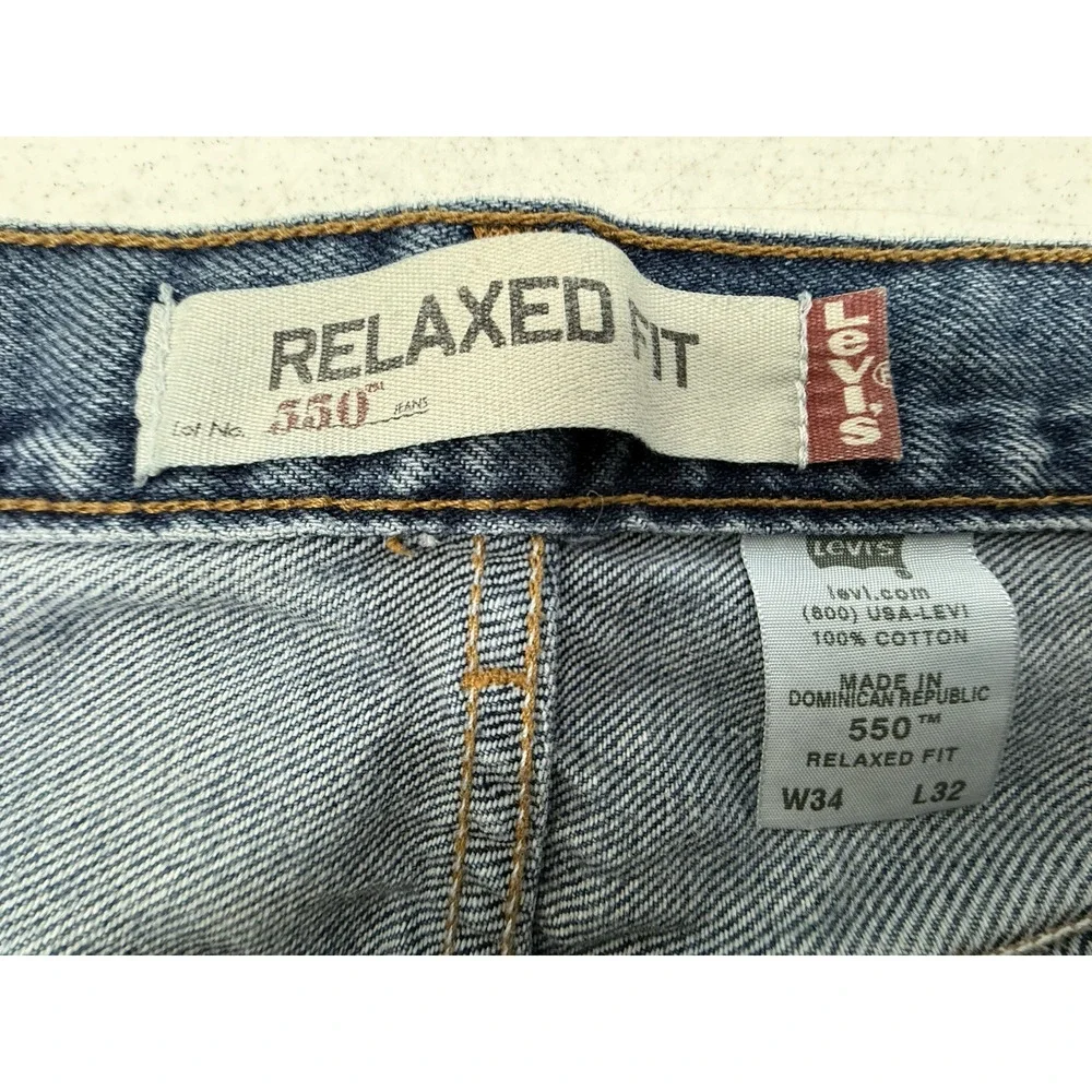 LEVIS 550 Mens 34x32 (32x30) Relaxed Fit Cotton Denim Blue Jeans